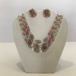 Four Strand Necklace & Earring Set - Japan